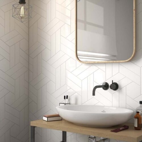 Equipe Chevron Wall White Right 18,6x5,2