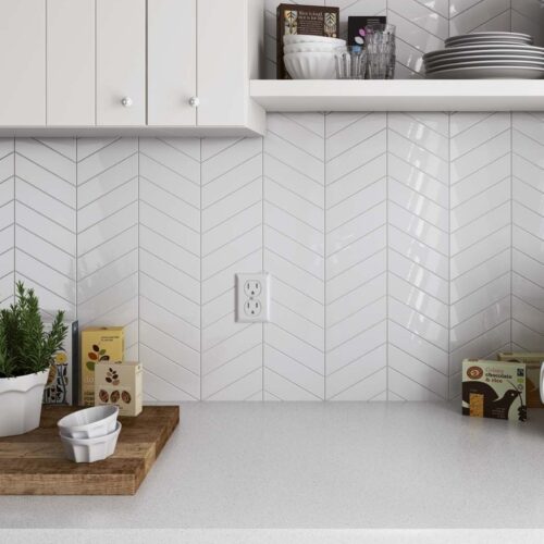 Equipe Chevron Wall White Right 18,6x5,2