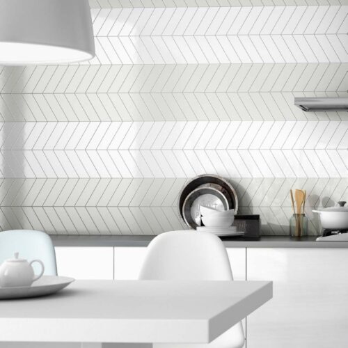 Equipe Chevron Wall White Right 18,6x5,2